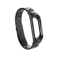 Xiaomi Mi Band 3 Replacement Strap, Miband 3 Replacement Band 16-22CM,Double Elastic Buckle Stainless Steel Metal Wrist Strap Wristband Watchband Bracelet Replacement for Mi Band 3(No Tracker) (Black)