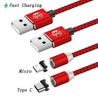 Magnetic Charge Cable for USB C and Micro USB, Magnetic Fast Charger Cord with LED Light Indicator and 2 Heads for Samsung S9 8 Note9 8 and Nintendo Switch, LG