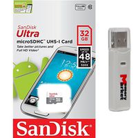 SanDisk Ultra 32GB MicroSD HC Class 10 UHS-1 Mobile Memory Card for Samsung Galaxy S7 & S7 Edge with USB 2.0 MemoryMarket Dual Slot MicroSD & SD Memory Card Reader