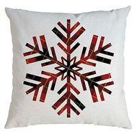 Indexshop 18x18 Christmas Throw Pillow Covers, Christmas Decoration Red Plaid Pillow Covers Cotton Linen Winter Deer Pillow Covers Christmas Decor Throw Pillow Covers Cushion Cover (C)
