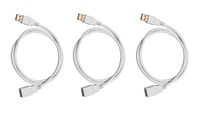 3 Pack USB 2.0 A Male to A Female Extension 28/24AWG Cable (Gold Plated) White 3 Feet