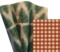 Gift WRAP Tissue Paper Bundle for Christmas, 24 Sheets, Large 20x30, Printed Decorative Tissue Paper for Gift Wrapping (2 Patterns: Evergreen Trees & Gingham)