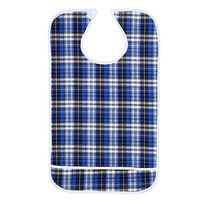 Huakii 3Colors Adult Mealtime Bib, Waterproof Double Layer Elder Dinning Clothes Protector(Blue)