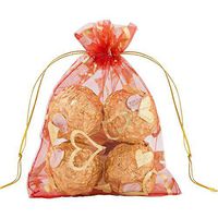 Outdoorfly 50PCS Organza Gift Bags Drawstring,4x6 Inches Jewelry Pouches Drawstring Bags,Heart Printed Mesh Bags,Wedding Party Christmas Favor Baby Shower Bags,Candy Chocolate Sample Bags(Red Heart)