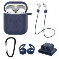 5 in 1 Air-pods Protected Silicone Case, Air-pods Accessory Kit for iPhone Headset Accessories Navy Blue