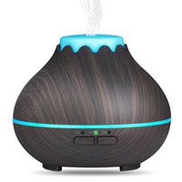 Mini Aroma Essential Oil Diffuser,OliveTech 150ml Ultrasonic Cool Mist Humidifier with Color LED Lights Changing and Waterless Auto Shut-off for Office, Yoga, Spa, Baby Room,Home,Bedroom- Wood Grain
