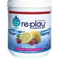 Hydration Health Products Re:Play Hydration Recovery Drink Powder, Sugar-Free Raspberry Lemonade - 570 gram tub, 30 servings (RE PLAY RLTUB)