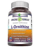 Amazing Formulas L-Ornithine 1500mg Per Serving Veggie Capsules(Non GMO,Gluten Free)- Supports Protein Metabolism, Helps Reduce Muscle Waste, Promotes Peak Athletic Performance(120 Count)
