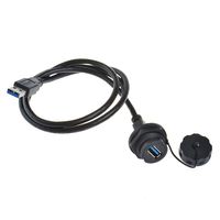 Electrical USB3.0 IP67 Waterproof Connector, Male to Female Double Head Coupler Adapter Socket Plug Panel Mount, with Waterproof/Dust Cap, with 1m Waterproof Extension Cable, Compatible with USB2.0