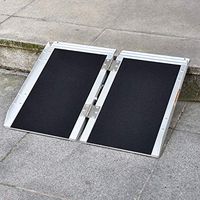 Fullwatt 2FT Non Skid Aluminum Portable Wheelchair Ramp Folding Portable Wheelchair Scooter Ramp with Carrying Handle 24 Inch x 29 Inch