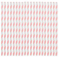 Rink Drink Biodegradable Paper Drinking Party Wedding Celebration Straws - Pink and White - Party Wedding Celebration Pack of 25