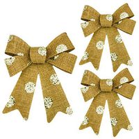 Regent Christmas Tinsel Dot Bows (3 Pack) Tan Glitter, Assorted Sizes
