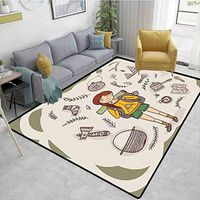 Explore Novelty Bath Rugs, Hiker Girl with a Backpack with Doodle Boho Ornate Native American Elements, Durable Carpet Area Rug - Living Dinning Room Bedroom Rugs and Carpets(8'x 10')
