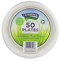 CATERPACK - Compostable and Disposable Plates - biodegradable - ecological alternative to plastic tableware - made withg sugar cane - Resistant - For liquid and solid food - 50 pcs