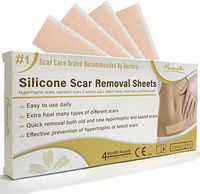 HANASCAR Professional Silicone Scar Removal Sheets, Treat Scars Caused by C-Section, Surgery, Burn, Injuries, Acne, and Stretch Marks, Works on Old & New Scars, 5.7"×1.57”, 4 Reusable Sheets