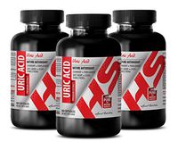 Brain and Memory Booster - URIC Acid Formula Natural EXTRACTS - Green Tea Extract Powder - 3 Bottles (180 Capsules)