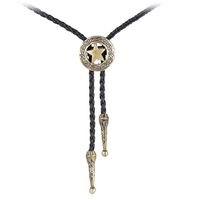 BRBAM Vintage Style Bolo Tie Western Cowboy Leather Rodeo Bolo Bola Tie Necktie for Man (Star Shield-G)