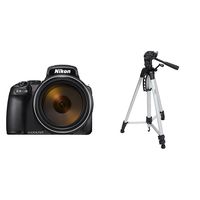 Nikon COOLPIX P1000 16.7 Digital Camera with 3.2" LCD, Black and 60-Inch Lightweight Tripod with Bag