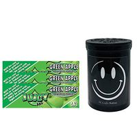 Herb Airtight Container Fresh Kettle with Juicy Jay's Apple 1.25 Flavored Hemp Rolling Papers 3 Count DC Crafts Nation- Happy Face