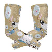 LEVEIS Cute Cartoon Dog Puppy Pattern Arm Sleeves UV Protection for Men Women Sunblock Protective Gloves Running Golf Cycling Driving Long Arm Cover 1 Pair