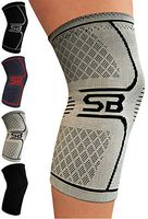 SB SOX Compression Knee Brace - Great Support That Stays in Place - Perfect for Recovery, Crossfit, Everyday Use - Best Treatment for Pain Relief, Meniscus Tear, Arthritis (Gray/Black, Large)