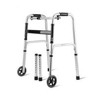 OUG Lightweight Portable Walker, Rehabilitation Aided Walking Frame, Collapsible Walker, Suitable for People with Reduced Mobility, Disabled (with Wheels)