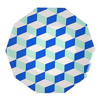 Meri Meri Aqua Cubic Plates Large