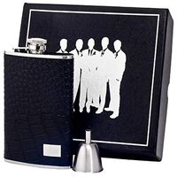 Visol VSET60-1184 Gator Leather Groomsmen Flask Gift Set, 8-Ounce, Black