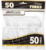 [50 Clear Forks] Plastimade Disposable Heavy Duty Plastic Cutlery,Great for Every Day Use, Home, Office, Party, Picnics, or Outdoor Events,