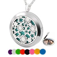 Essential Oil Necklace Aromatherapy Diffuser Perfume Pendant Pads Set Flower Charm Photo Locket Women