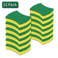 Heavy Duty Cellulose Scrub Sponge, Dual-Sided Dishwashing Sponge for Kitchen, 12 Pack