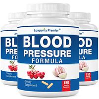 [3-Bottle X 150 Caps] Longevity Blood Pressure Formula -Scientifically formulated with Hawthorn & 12+ top Quality All Natural Herbs