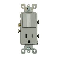 Leviton 5625-GY 15 Amp, 120 Volt, Decora Single-Pole, AC Combination Switch, Commercial Grade, Grounding, Gray