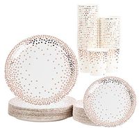 Rose Gold Confetti Disposable Tableware (Serves 50, 150 Pieces)