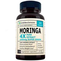 Moringa Capsules: 4X Concentrate 100% Pure Leaf Extract Moringa Superfood Green Powder, Complete Green Super Food Powder Wellness Formula Capsules Vegan 2400mg Daily Whole Foods Vitamins Iron Pills