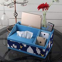 T-ZJHC Home Home Living Room Cute Tray Paper Napkin Coffee Table Remote Control Storage Box, Blue Spell Dark Blue Snowman Trapezoid