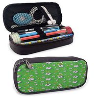 Soccer Stationery Pen Case Professional Player Athletics Pattern Football Shoes Balls on Grass Desk Storage Box W3.5xL7.9 Lime Green Yellow Black