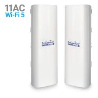 EnGenius EnJet Outdoor 5GHz AC Wave 2 Plug-n-Go CPE/Client Bridge, Long-Range, Point-to-Point, IP55, 27dBm, with 16 dBi High-Gain Antenna [2-Pack] (ENH500v3 KIT)