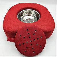 TALSOFA Solid Wood Sitting Moxibustion Bench, Moxa Cone Burner Box Moxibustion Sit Chair for Mild Moxibustion Therapy Meditation Yoga Relax,Red