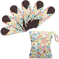 Teamoy Bamboo Charcoal Sanitary Pads(11.6 Inches), 6Pcs Cloth Menstrual Napkins Pads with Wet Bag, Feminine Menstrual Pads Fit for Heavy Flow or Overnight Use, Jungle