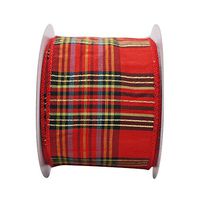 Ribbon-King Halloween Wired Edge Ribbons, Autumn,Decorative Halloween, Christmas, Gift Wrapping Ribbon, 2-1/2 Inch X 10 Yards (Red, White and Green Plaid B)