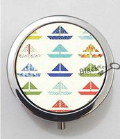 BlackKey Sailboat Patterns 3-Compartment Decorative Pocket Gift Box Case Organizer for Pill, Color 1 -753