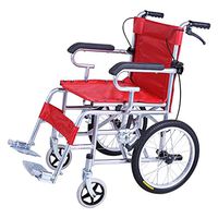 Banluo Folding Lightweight Wheelchair with Brake Portable Wheelchair Child Elderly Scooter Small Wheel Travel Wheelchair (Color : Red)