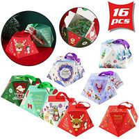 Oopsu 16 Sets Small Paper Christmas Gift Box Candy Box Cupcake Box (8 Types)