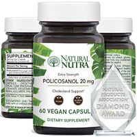 Natural Nutra Policosanol 20mg with Octacosanol, Antioxidant Supplement for Cholesterol Support, 60 Vegan and Vegetarian Capsules