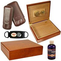Set Cigar Humidor Tampa/Cuban Crafters Cigar Cutter/Case Cigar Sienna