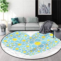 RUGSMAT Yellow and Blue Modern Machine Washable Round Bath Mat,Heart Shape Daisy Area Rug - Perfect for Any Place Diameter-47