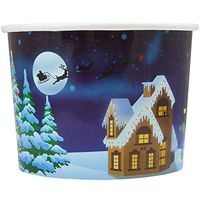 Christmas Themed Paper Dessert Cups - 12 oz Holiday Ice Cream Bowls - Santa Claus is Coming to Town - Frozen Dessert Supplies - 100 Count