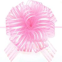 FQTANJU Pull Bow, Large, Organza, 6 Inches, Pink, 5 Pieces
