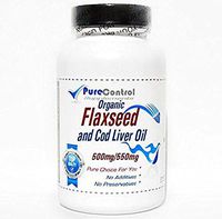 Organic Flaxseed 500mg and Cod Liver Oil 500mg (Emulsified Dry) // 200 Capsules // Pure // by PureControl Supplements